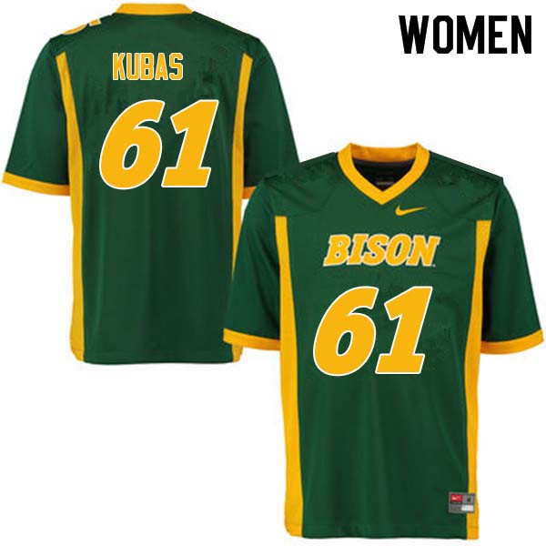 Women #61 Zach Kubas North Dakota State Bison College Football Jerseys Sale-Green
